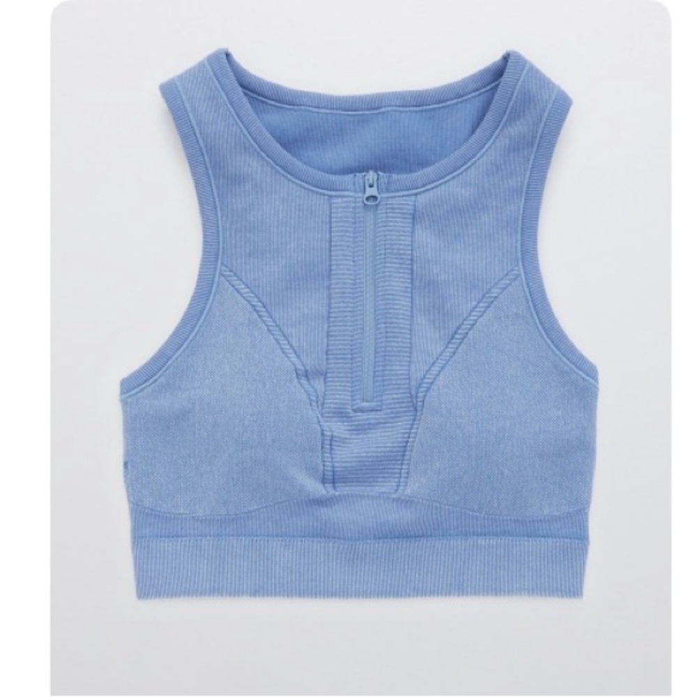OFFLINE by Aerie Seamless Front Zip Longline Sports Bra